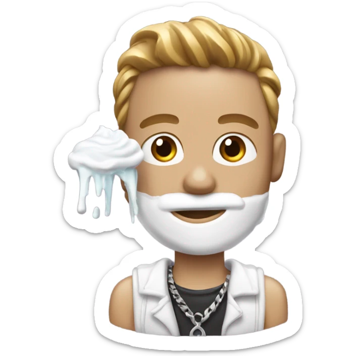 male with shaving cream and razor in hand jewelry sticker