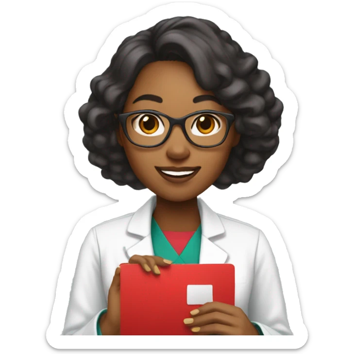 stanford physician asian black woman giving viewer a red card sticker