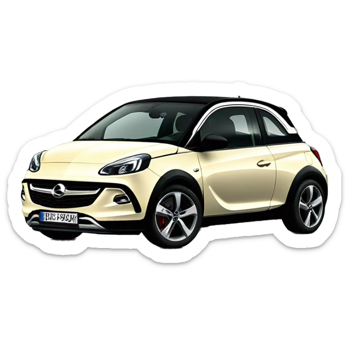 opel adam rocks in cream with black top and big sliding roof from the front  sticker