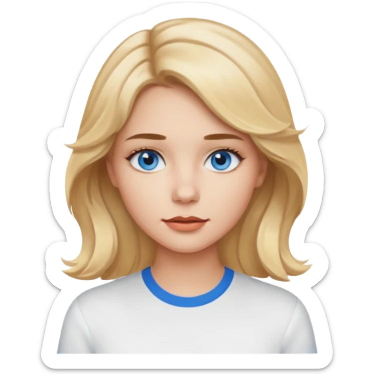 blondynka srednio krecone wlosy i niebieskie oczy obrysowane usta na jasny braz mloda sticker