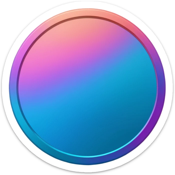 
coin color in in gradient of turquoise, blue, pink, purple, and coral metal texture
Rotate coin 90 degree  3d effect sticker