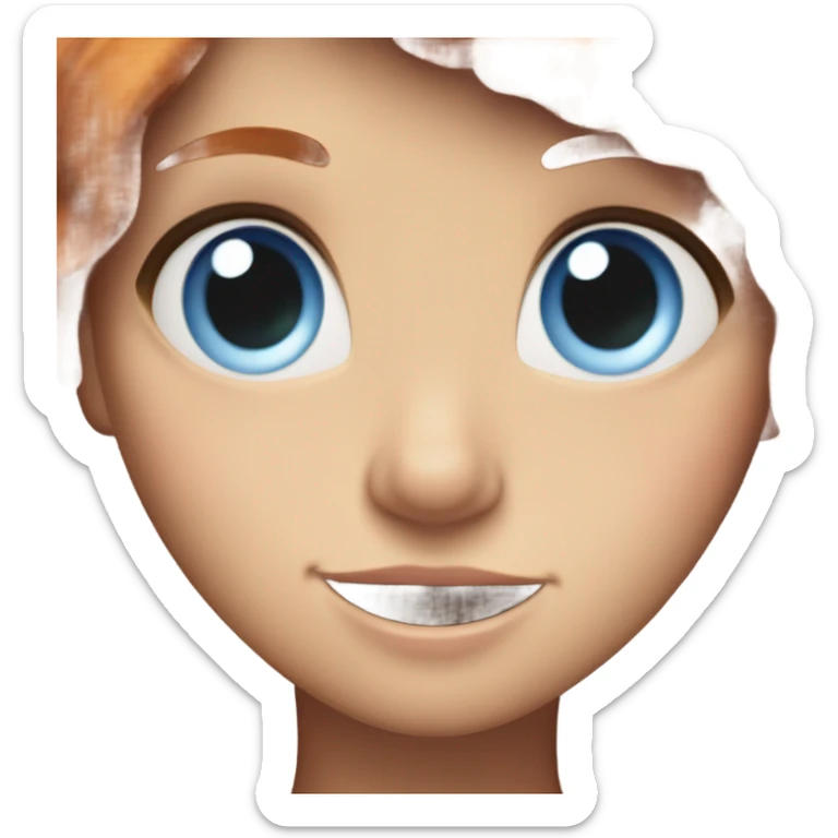 girl with red hair and freckles and blue eyes sticking out tongue  sticker