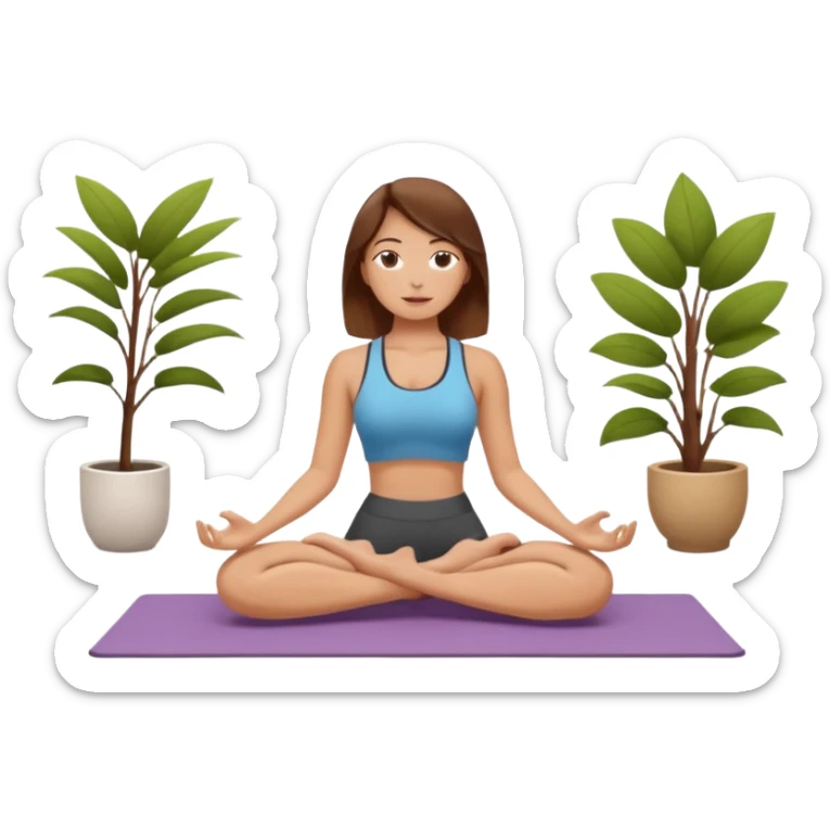 A white girl with brown hair who works remotely and enjoys yoga sticker