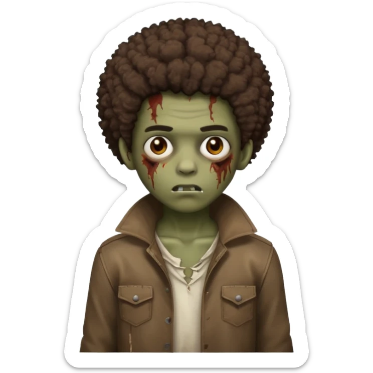 boy zombie with afro tapered African American hair sticker