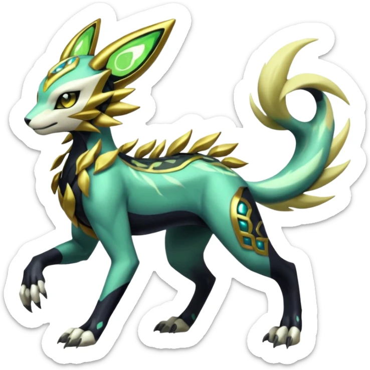  Exotic Meloetta-Zygarde-Zeraora-Renamon-Protogen-Palkia-hybrid-fusion-Fakémon-creature, full body sticker
