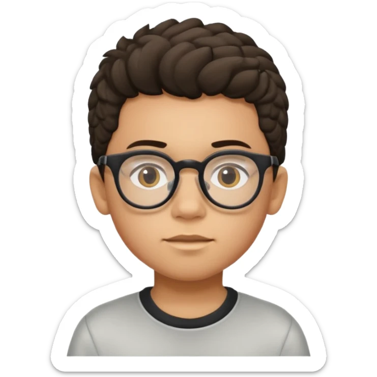 Erstelle mir eine Emoji von einem Jungen. Herkunft: Südamerika, Jung und Gutaussehend, mit durchsichtiger Brille und anderer Frisur  sticker