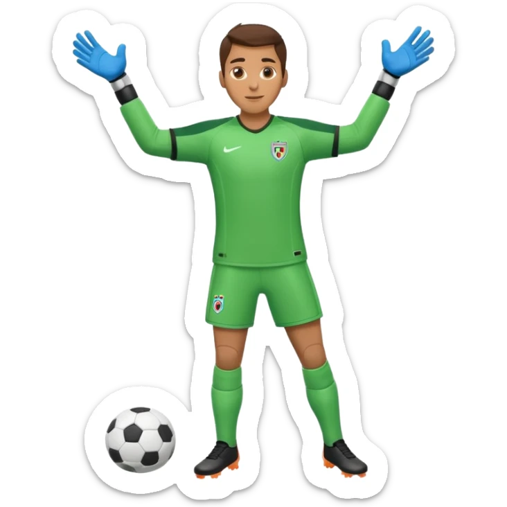 soccer goalkeeper full body and football boots arms out sticker