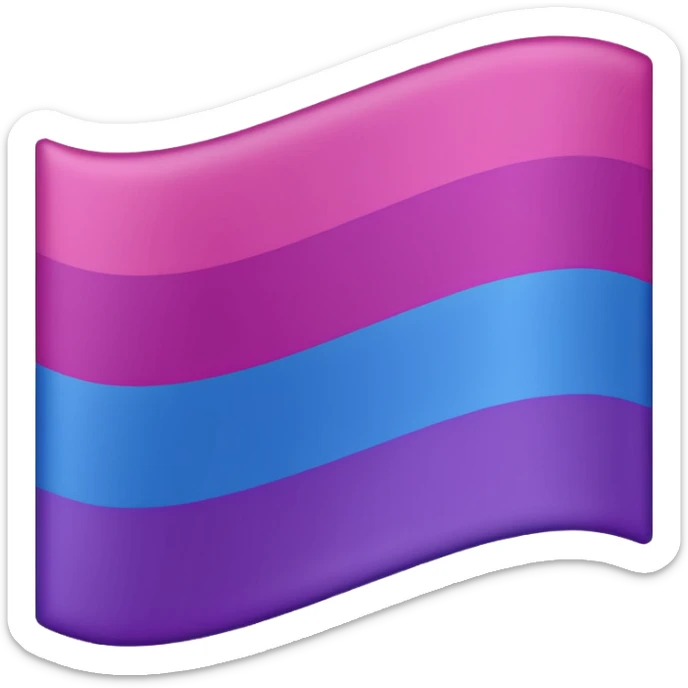 The bisexual flag (solo lleva 3 colores, magenta en la franja superior, morado en la franja central, azul en la franja inferior, 3 franjas lleva únicamente de manera horizontal) sticker