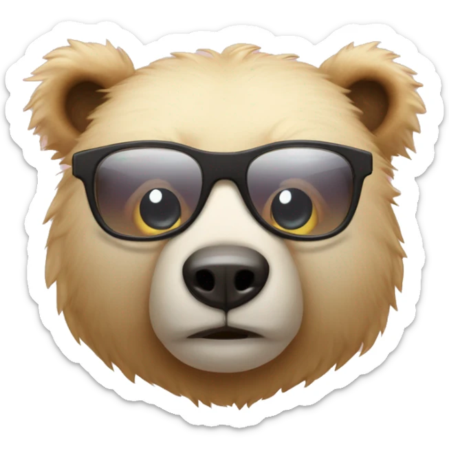 Peluche de un oso con lentes de sol y mirada juzgona sticker