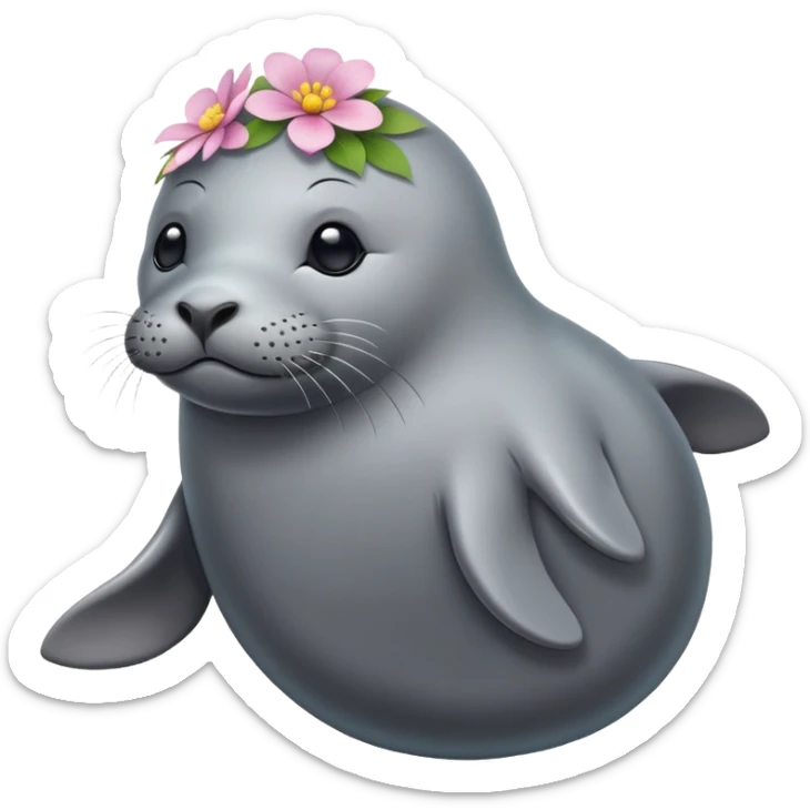 Seal with the flower on the head and shows whole body  sticker