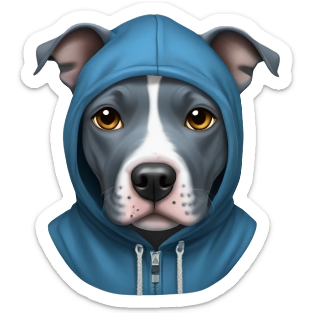 Blue Staffordshire bull terrier with blue eyes and a hoodie  sticker