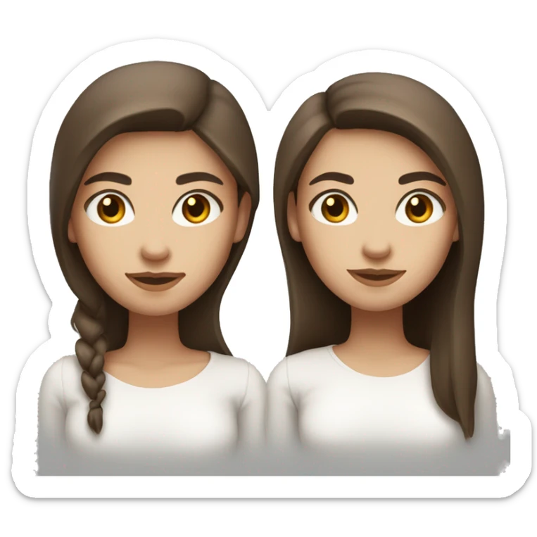 white skin girl with straight long brown hair and brown eyes with a white shirt on sticker