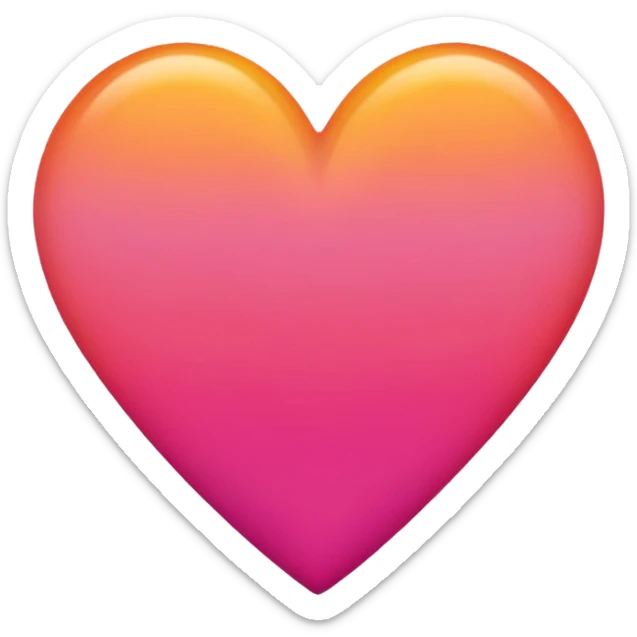 Dark pink to orange to yellow to orange to dark pink double gradient heart sticker