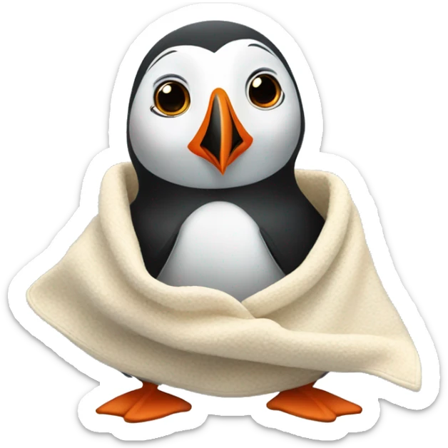 Cute puffin with blanket  sticker