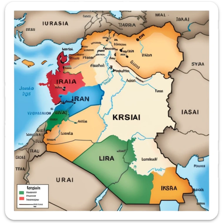 Map of Kurdistan showing the Kurdish region across Turkey, Iraq, Iran, and Syria sticker