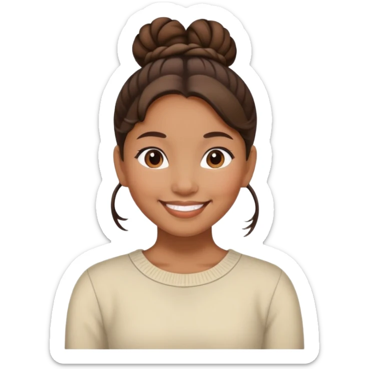 Filipino girl with hair in a bun smiling  sticker