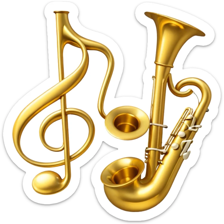 drei musiknoten in goldfarben, kein notenschlüssel. sticker