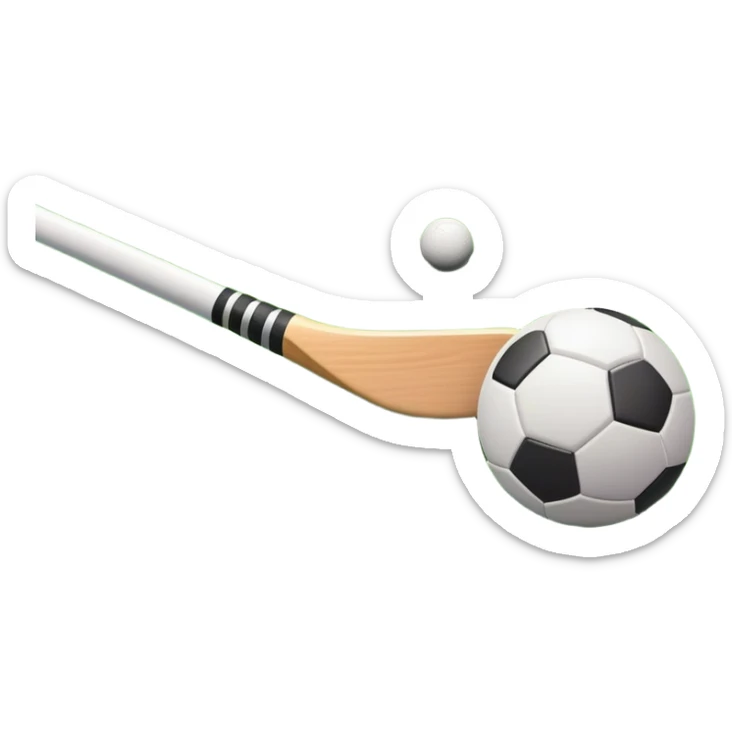 A field hockey stick and ball on a vibrant green grass field, with goalposts and clear field markings in the background. The scene emphasizes the bright, lush grass, highlighting the fast-paced and strategic nature of hockey on a well-maintained pitch. sticker