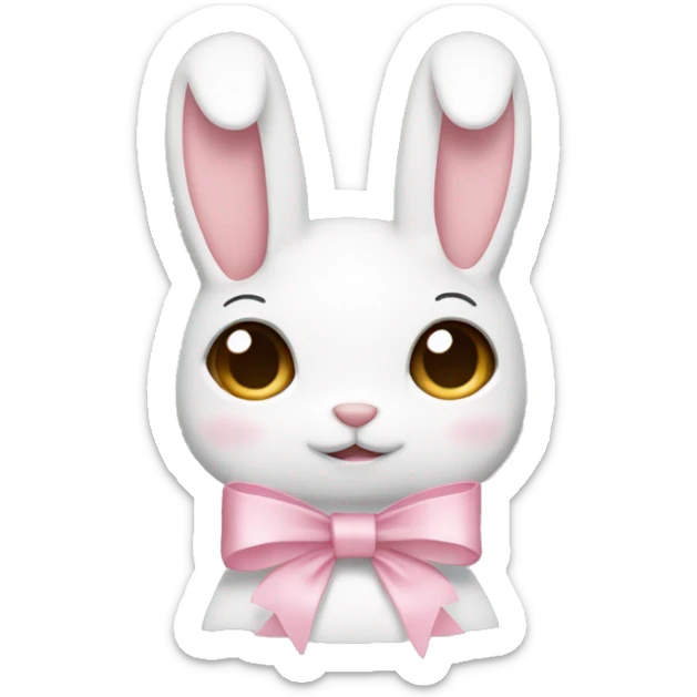 White banny and light pink bow sticker