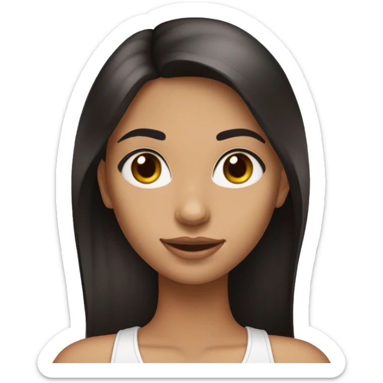 fair skinned latin girl with brown eyes and hoop earrings, make her skin lighter and her hair long black and straight sticker