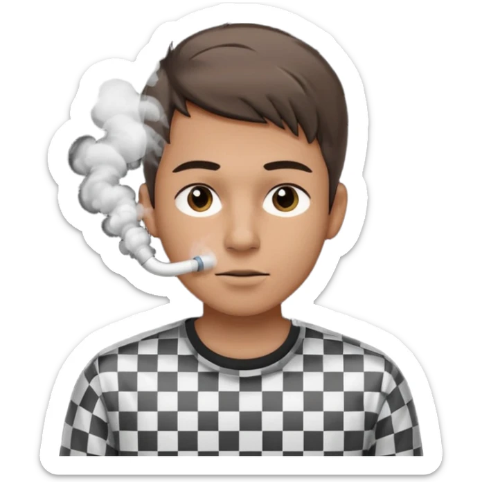 Vaquero camisa de cuadros blanca con negro  joven sacando humo d ela boca  sticker