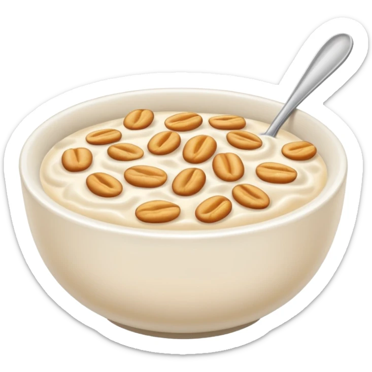 a plain bowl of wheat cereal with milk, there's nothing in the picture but a bowl of cereal sticker