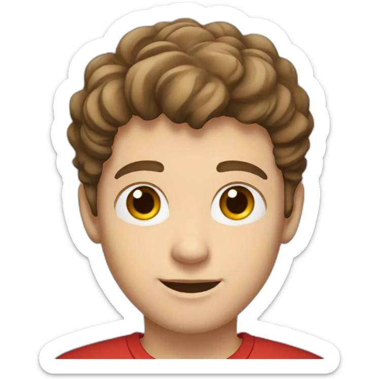 young white male with brown eyes,brown hair wearing red shirt sticker