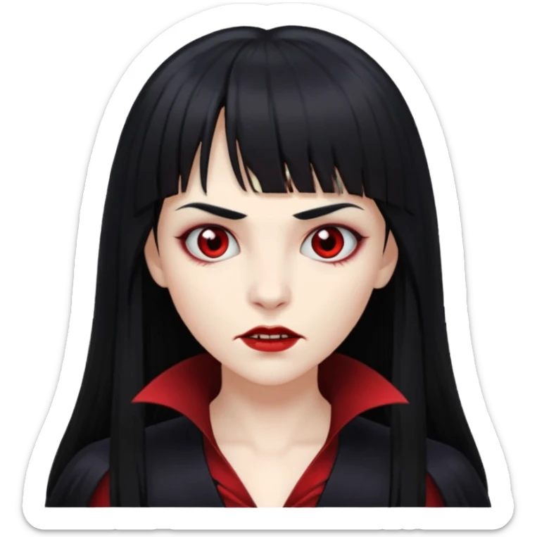 quero a foto de uma vampira com franja de cabelo preto sticker