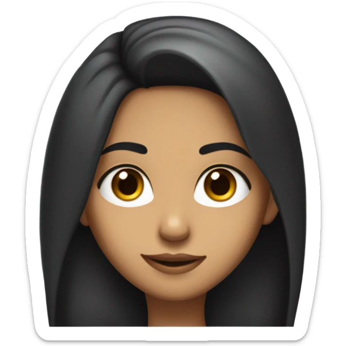 A dark black brown long hair girl , high cheekbones,indian features  with a smirk and eye roll medium fair complexion  sticker