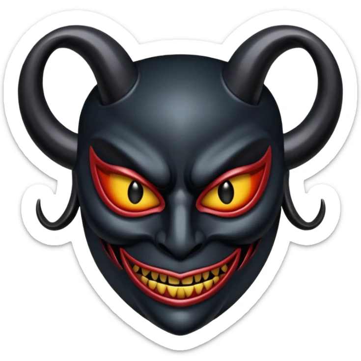 Demonic mask with subtle erotic curves, polished obsidian, lust and fear sticker