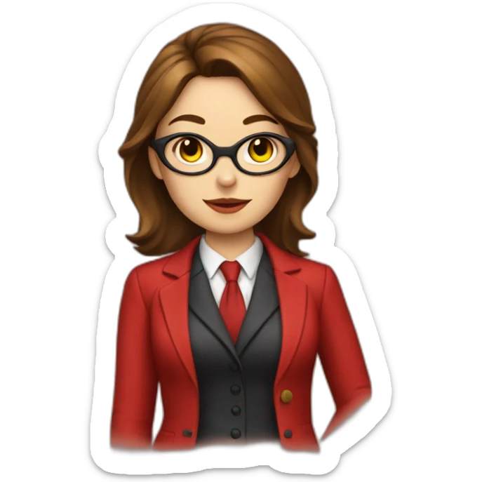 cat girl lawyer in red suit and brown hair sticker