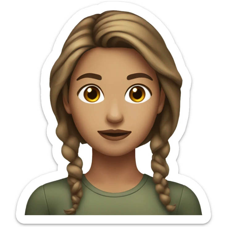 A young woman with light brown hair and dark highlights with olive skin sticker