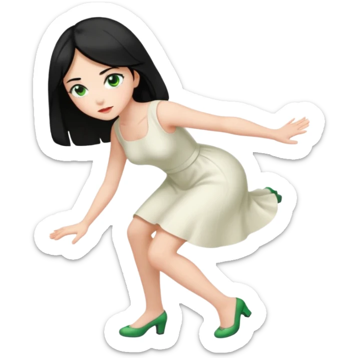 King, black Hair, blue eyes, whole body, Woman, bending knees, blonde, green eyes, White Dress, sticker
