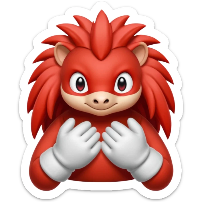 knuckles a red animal with peach arms and white mittens that have no fingers , he’s a echidna with red eyes sticker