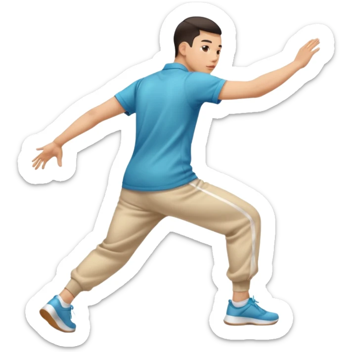 Chinese man twerking from behind angle in motion with motion blur to show he’s actively twerking his booty sticker