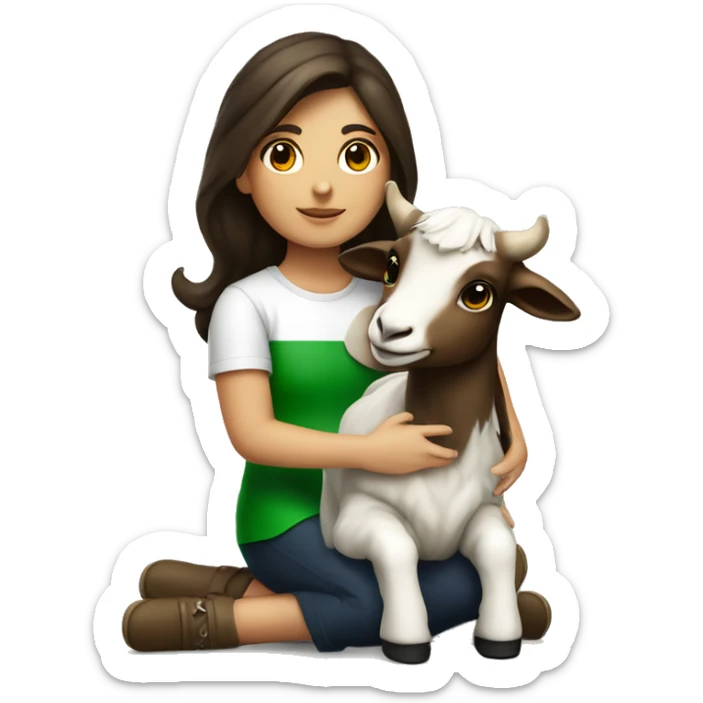Italian brunette girl sitting on a goat with italian flag in hand sticker
