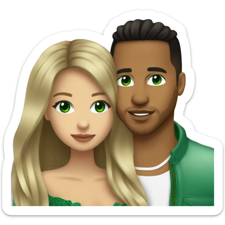 kiss-kiss romeo santos and girl green eyes and very long dark blond hair sticker