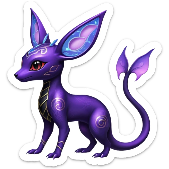 Shiny Ethereal Celestial Futuristic Salandit-Umbreon-Espeon-Hybrid (Full body) sticker