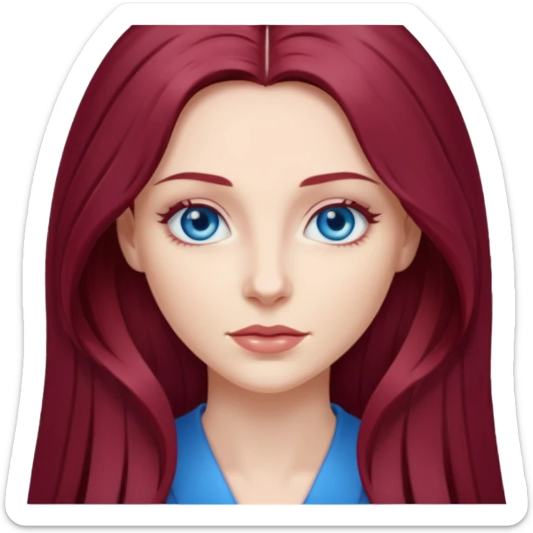 Female long burgundy hair, blue eyes, DV VICTIM AND SURVIVOR  sticker