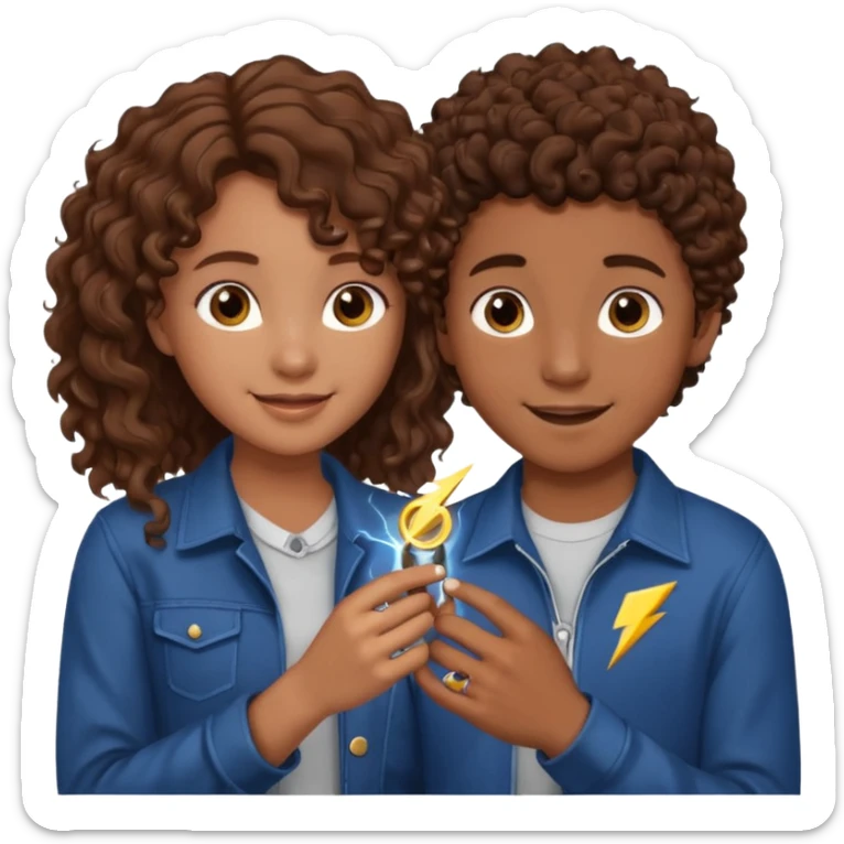 a 15 year old girl with brown curly hair but she has lightnings in it with a brown haired boy who gave her a promise ring sticker