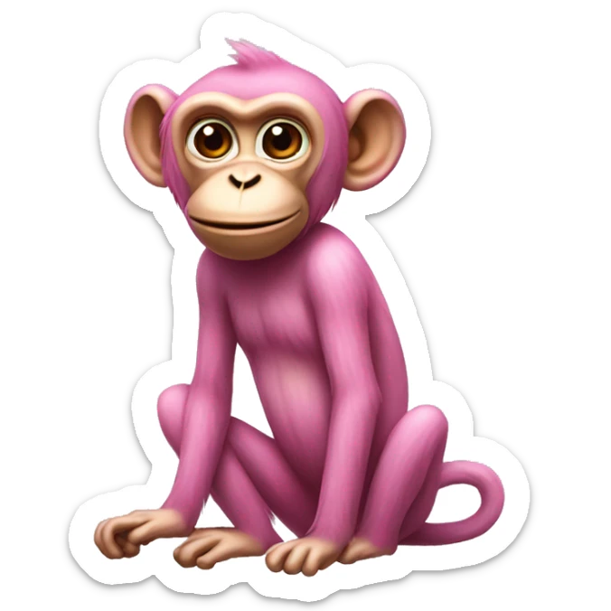 realistic pink full body monkey sticker