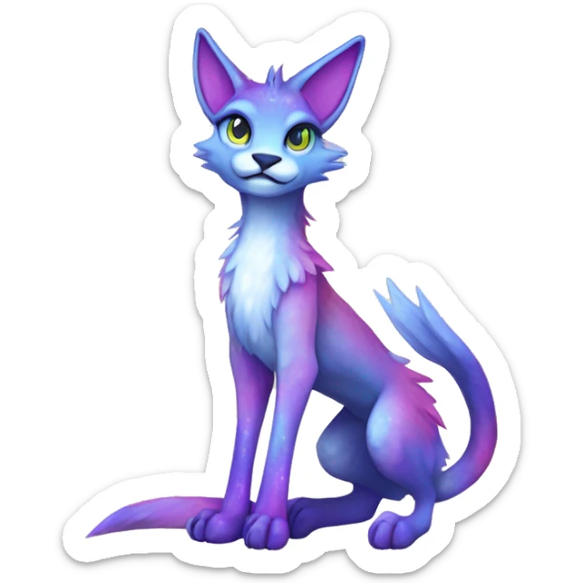 Cute Kawaii Epic Ethereal Sparkly Colorful Sergal-Caracal-Vernid full body sticker