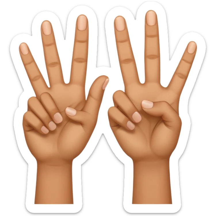 Manos con 3 dedos levantados y la otra mano solo 1 dedo levantado sticker