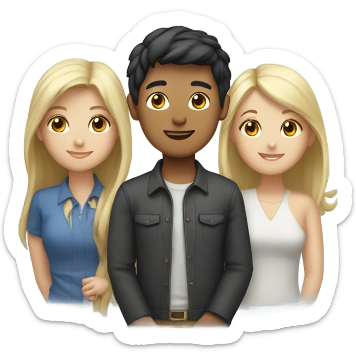 3 friends one Asian boy, one brunette girl and one blond girl  sticker