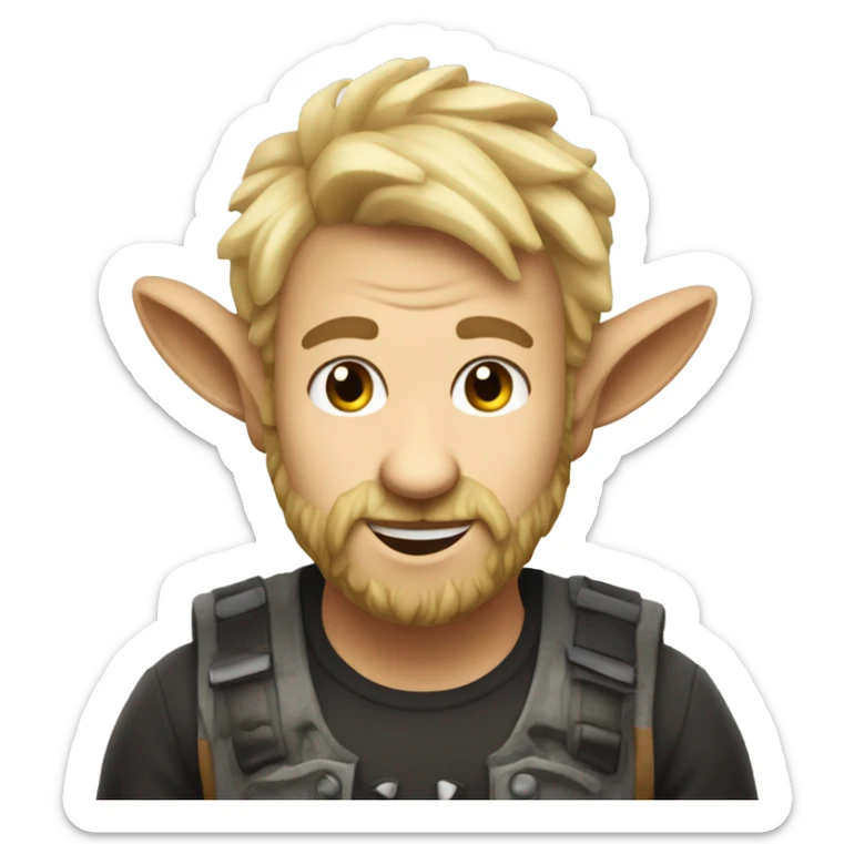 Create an emoji of the hungry goat singer with some blond hair and stubble instead of a beard sticker