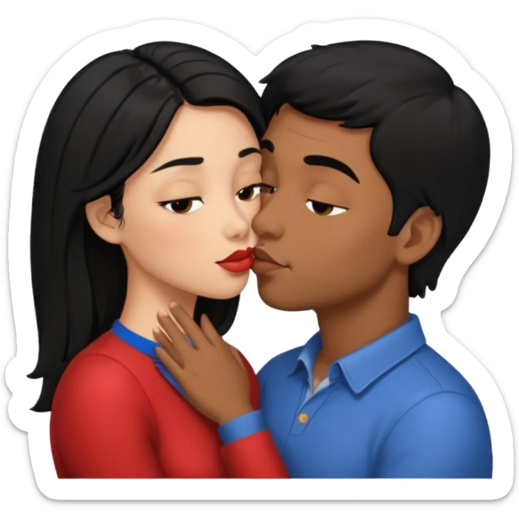 fully naked couple sex emoji man Kissing & holding boobs couple have black hair penis holding sticker