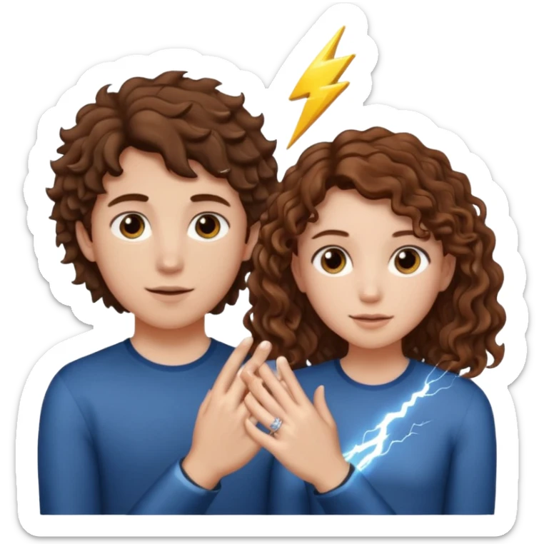 a 15 year old girl with brown curly hair but she has lightnings in it with a brown haired boy who gave her a promise ring sticker