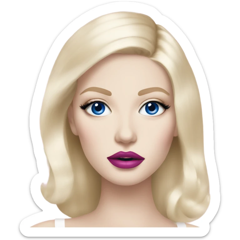 Hot girly pale blonde with blue eyes and pink lips wearing YsL sticker
