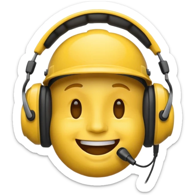 un emoji qui écoute de la musique avec un casque avec un léger sourire sticker