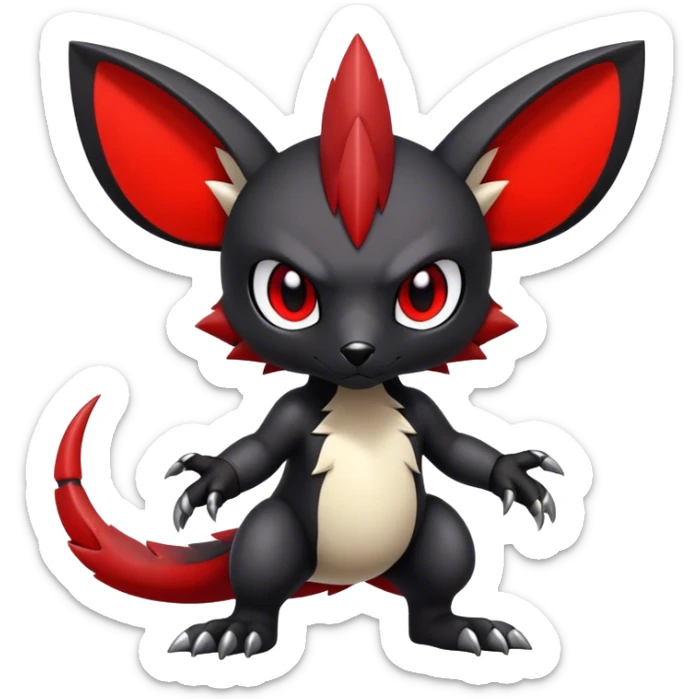 Cute cool black red edgy animal hybrid Fakemon full body  sticker
